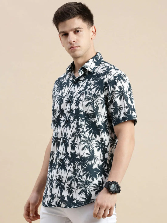 Men White Graphics Casual Shirt-LUANDAPRINT-0578-White