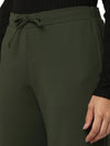 Smarty Pants Women's Cotton Lycra Olive Color Flared Trouser