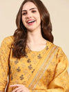 Women's Mustard Printed Kurta Set-SKC-968-Mustard