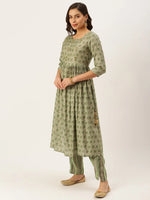 Women's Grey Printed Kurta Sets-GW-2427-Grey