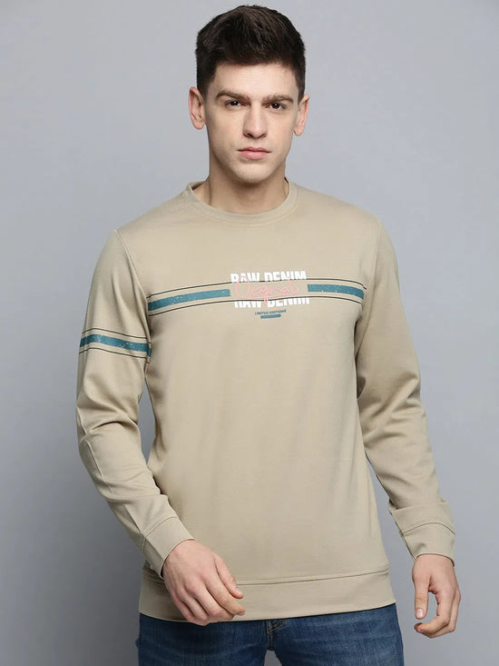 Men Green Printed Casual Sweatshirt-BP-1413-Olive