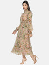 Beige Floral Tiered Midaxi Dress-17177