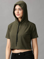 Women's Green Solid Crop Top-AE-10487-Olive