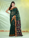 Green Cotton Saree With Ethnic Motifs-MA66BCT431050058