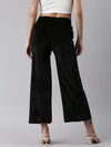 Women's Black Solid Parallel Trouser-AN-72-Black