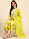 Women's Lime Green Printed Kurta Set-GW-2997-Limegreen