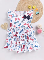 Mimino Indi Baby Girls Midi/Knee Length Casual Dress (Multicolor, Short Sleeve)-IGFRKMN24005_12/18