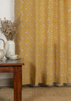 Eden mustard 100% cotton floral curtain for bed room - Room darkening - Single - Pack of 1-2404210008