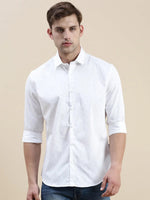 Men White Geometrical Casual Shirt-STANLEY-9858-White