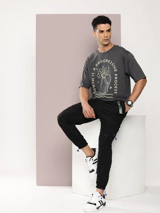 Dillinger Grey Graphic Oversized T-shirt-DLMOV237DKG-S