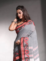 Grey Pure Cotton Soft Saree With Nakshi Border-MA54CT33440061