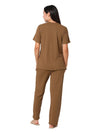 Smarty Pants Women's Cotton Rib Brown Color Round Neck Night Suit