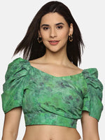 Floral Green Wrap Crop Top-17342