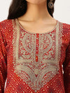 Women's Red Printed Straight Kurtas-AT-A418-K-Red