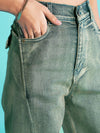 Girls Yellow Acid Wash Side Pocket Wide Leg Jeans