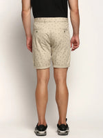 Men Beige Printed Shorts-ORBIT-12-Beige