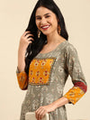 Women's Grey Printed Anarkali Kurta-GW-2133-Grey