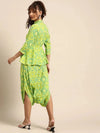 Peplum Yoke dhoti Jumpsuit in Lime Green