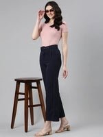 Women Navy Blue Solid Formal Trouser-LT-KN-504-Navyblue