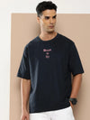 Difference of Opinion Navy Blue Graphic Oversized T-Shirt-DOOVR212NVY-S