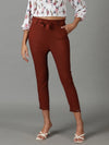 Women's Rust Solid Trouser-AE-7045-Rust