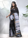 Black And White Shibori Printed Silk Saree-MA56BSL34610002