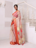 Beige Muslin Saree With Zari Woven Nakshi Borders-MA62MS331980029