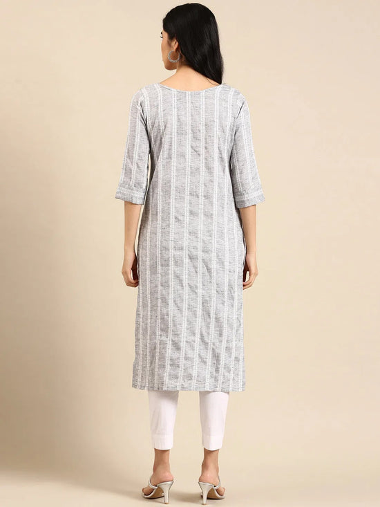 Women's Grey Solid Straight Kurta-SKC-789-Grey