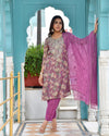 Vaasva Women Purple Tissue Embroidered Suit Set With Solid Pant And Embroidered Dupatta-151VAASPURPLE