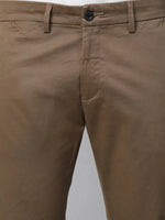 Genips Men's Beige Brown Stretch Caribbean Slim Fit Solid Trousers