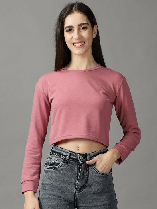 Women's Purple Solid Boxy Crop Top-AE-10536-Mauve