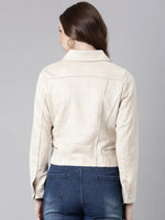 Women Cream Solid Tailored Jacket-CHN-8803-Cream