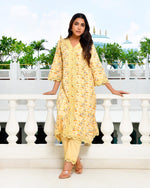 Vaasva Women Yellow Cotton Printed Kurta Pant Set-153VAASSKYLEMON