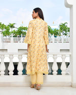 Vaasva Women Yellow Cotton Printed Kurta Pant Set-153VAASSKYLEMON