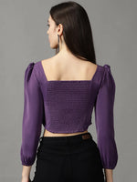 Women's Purple Solid Top-AE-10551-Violet