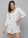 Women's White Printed Jumpsuit-AE-9985-White