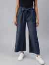 Women's Navy Blue Solid Parallel Trousers-AE-9186-Navyblue