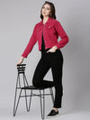 Women Fuchsia Solid Denim Jacket-GZ-5598-Fuchsia