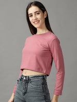 Women's Purple Solid Boxy Crop Top-AE-10536-Mauve