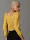 Women's Yellow Printed Top-AE-10549-Yellow