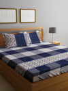 Home Sizzler 144TC Microfibre Blue Double Bedsheet With 2 King Size Pillow Covers-HSDBS004078