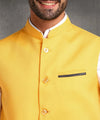 Hangup Men Standard Solid Men's Indian Wear-Yellow_1_2_Nehru