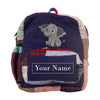 Upcyclie Patchwork Quilted Water Resistant Lining Eye Catching, Toddler Backpack With Embroidery Name With Front Pocket (Baby Elephant Sitting) _Multicolor 43.18x33x20.32x6 cm