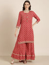 Women Coral Geometrical Kurta Set-GW-3433-Coral