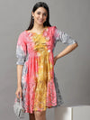 Women's Multi Tie Dye Fit and Flare Dress-GW-3293-Multi