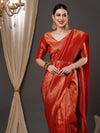 Saree Mall Women's  Blend Red Woven Design Designer Saree With Blouse Piece-15ALEKHA1501