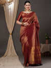 Saree Mall Women's  Blend Burgundy Woven Design Designer Saree With Blouse Piece-15ALEKHA1502