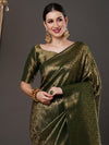 Saree Mall Women's  Blend Green Woven Design Designer Saree With Blouse Piece-15ALEKHA1503