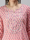 Women's Pink Printed Straight Kurta-JC57-Pink