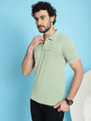 Venitian Men  Pique Matty Cotton Mint 2 Zipper Pocket Polo Neck T-Shirt